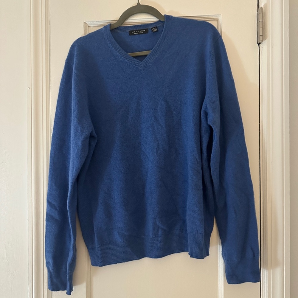 Saks Fifth Avenue Blue V-Neck Sweater